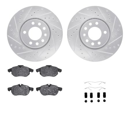 DYNAMIC FRICTION CO 7512-65015, Rotors-Drilled and Slotted-Silver w/ 5000 Advanced Brake Pads incl. Hardware, Zinc Coat 7512-65015